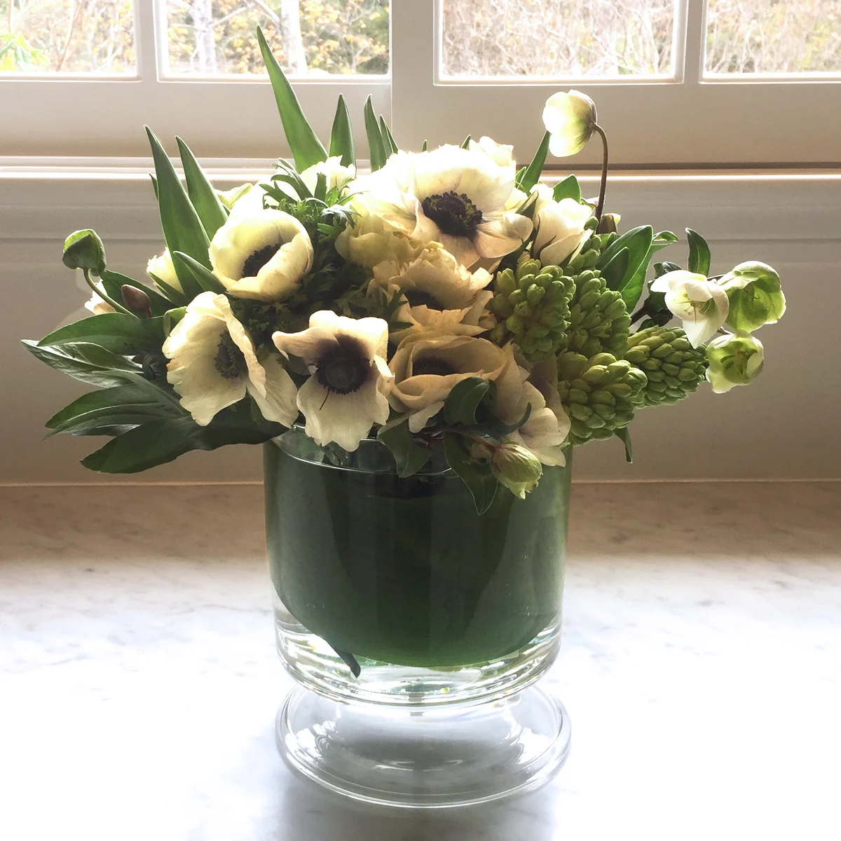 Anemones with hellebore